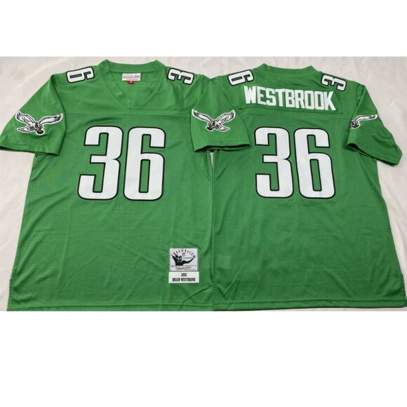 Mens Youths Kids Womens Brian Westbrook Stitched Jersey Green